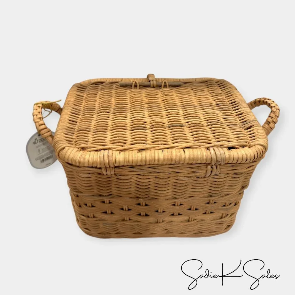 Small‎ Lidded Rattan Decorative Basket Brown - Threshold Studio McGee, Target
